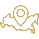 Outline map with a location pin icon